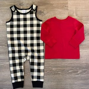 New! Hanna Andersson Overall & Tee Set. Size 85 (2T)
